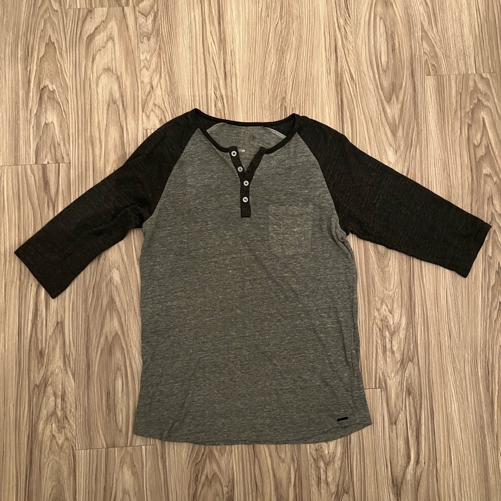 Baseball style mid length sleeve t-shirt